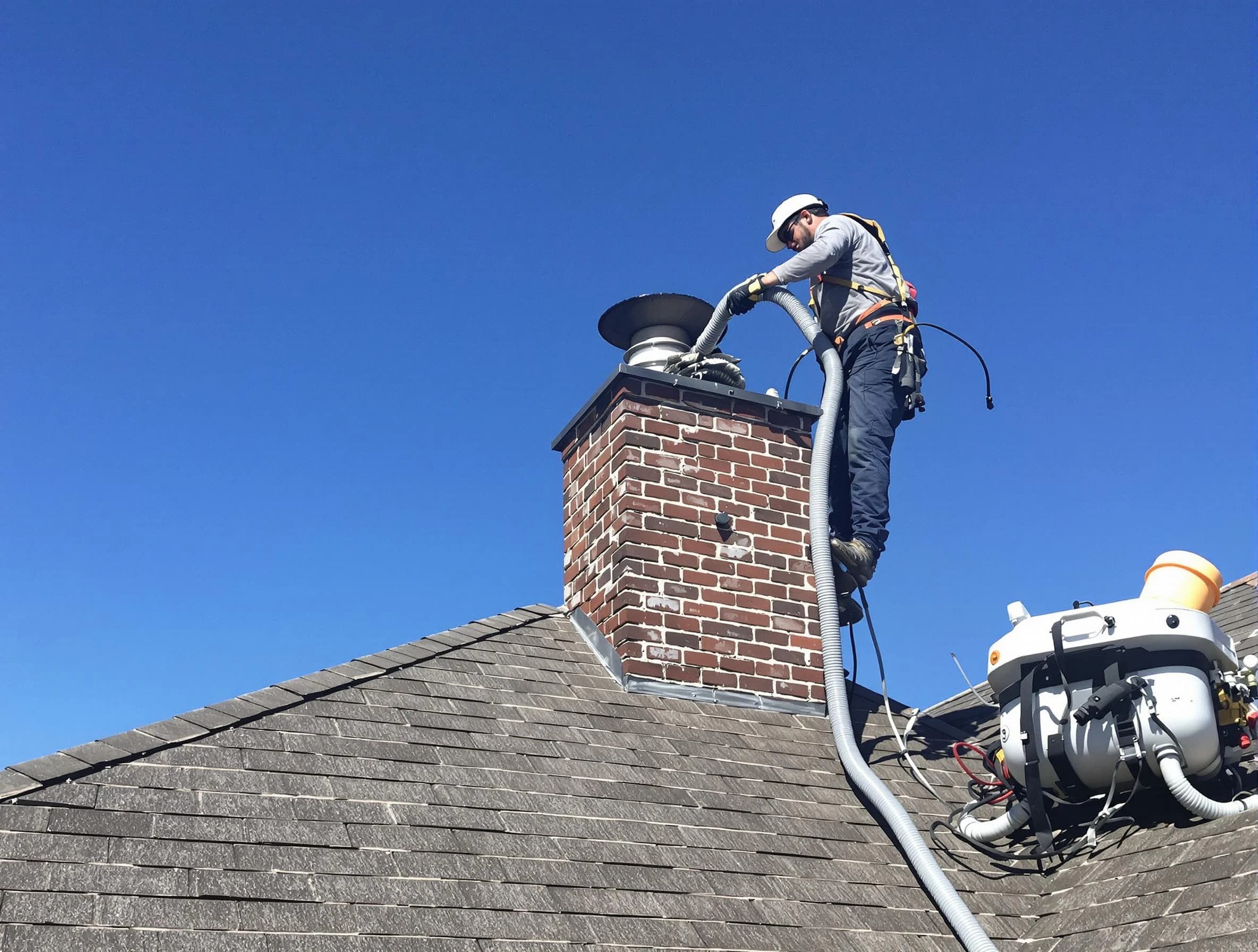 Dedicated South Strabane Chimney Sweep team member cleaning a chimney in South Strabane, PA