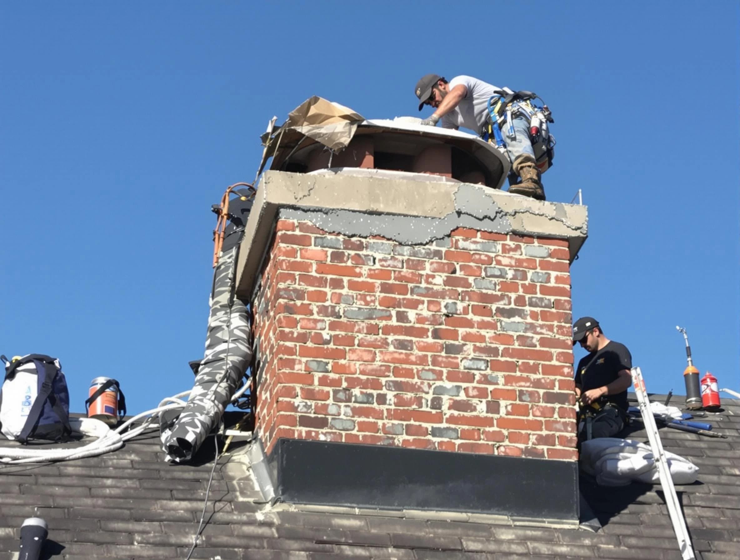 South Strabane Chimney Sweep installing a custom chimney crown in South Strabane, PA
