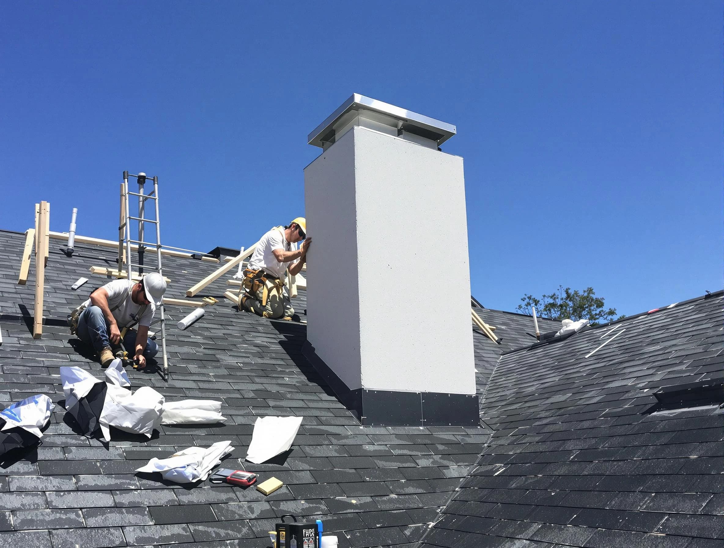 South Strabane Chimney Sweep crew installing a new chimney in South Strabane, PA