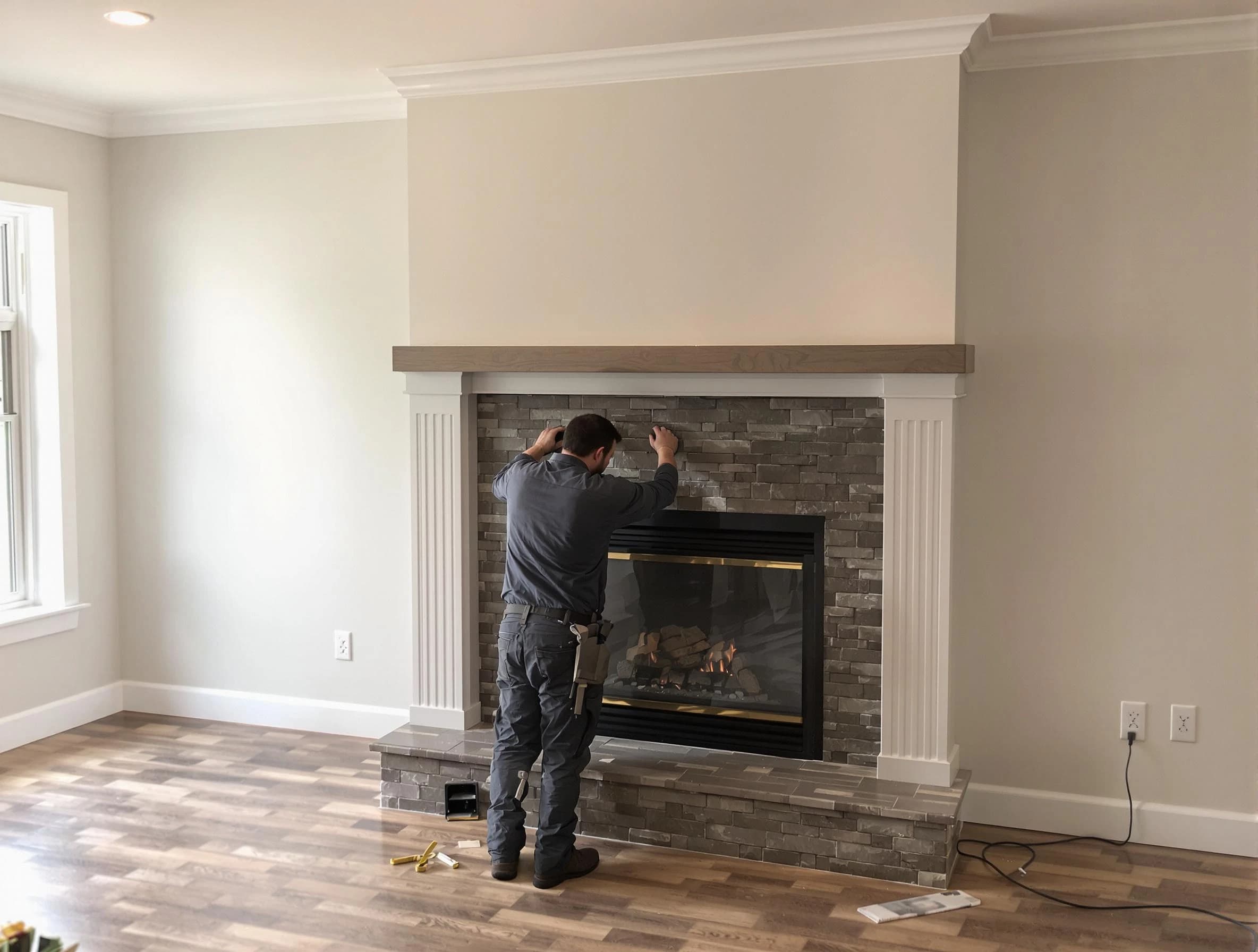 South Strabane Chimney Sweep finishing a custom fireplace install in South Strabane, PA