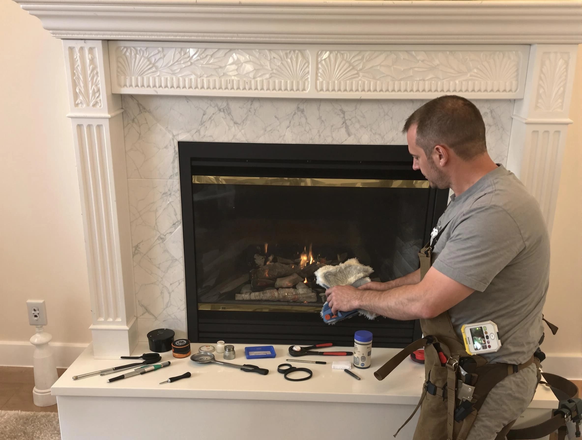 South Strabane Chimney Sweep performing fireplace maintenance in South Strabane, PA