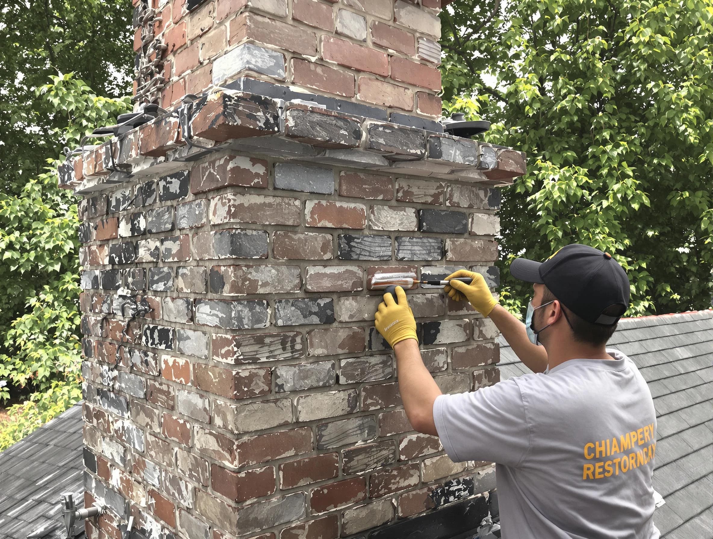 In-progress chimney restoration by South Strabane Chimney Sweep in South Strabane, PA