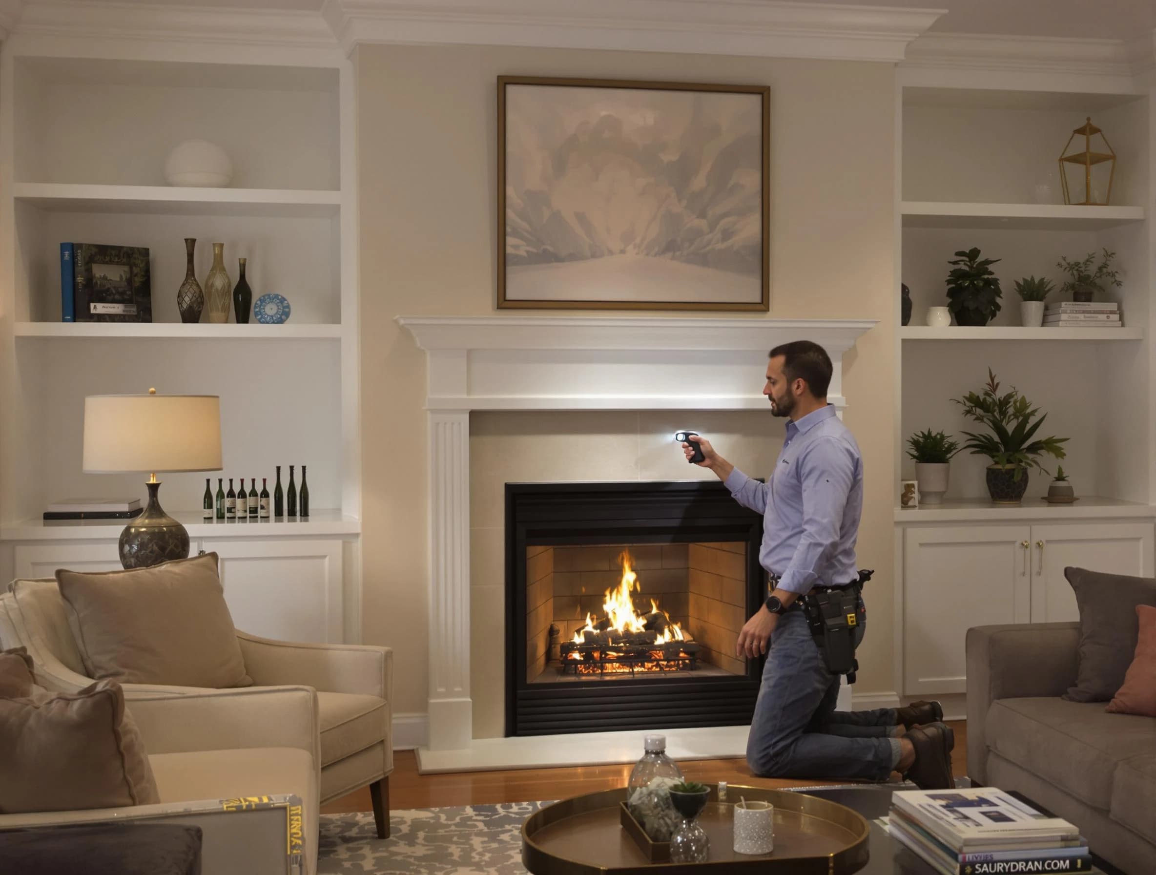 South Strabane Chimney Sweep conducting a fireplace safety inspection in South Strabane, PA