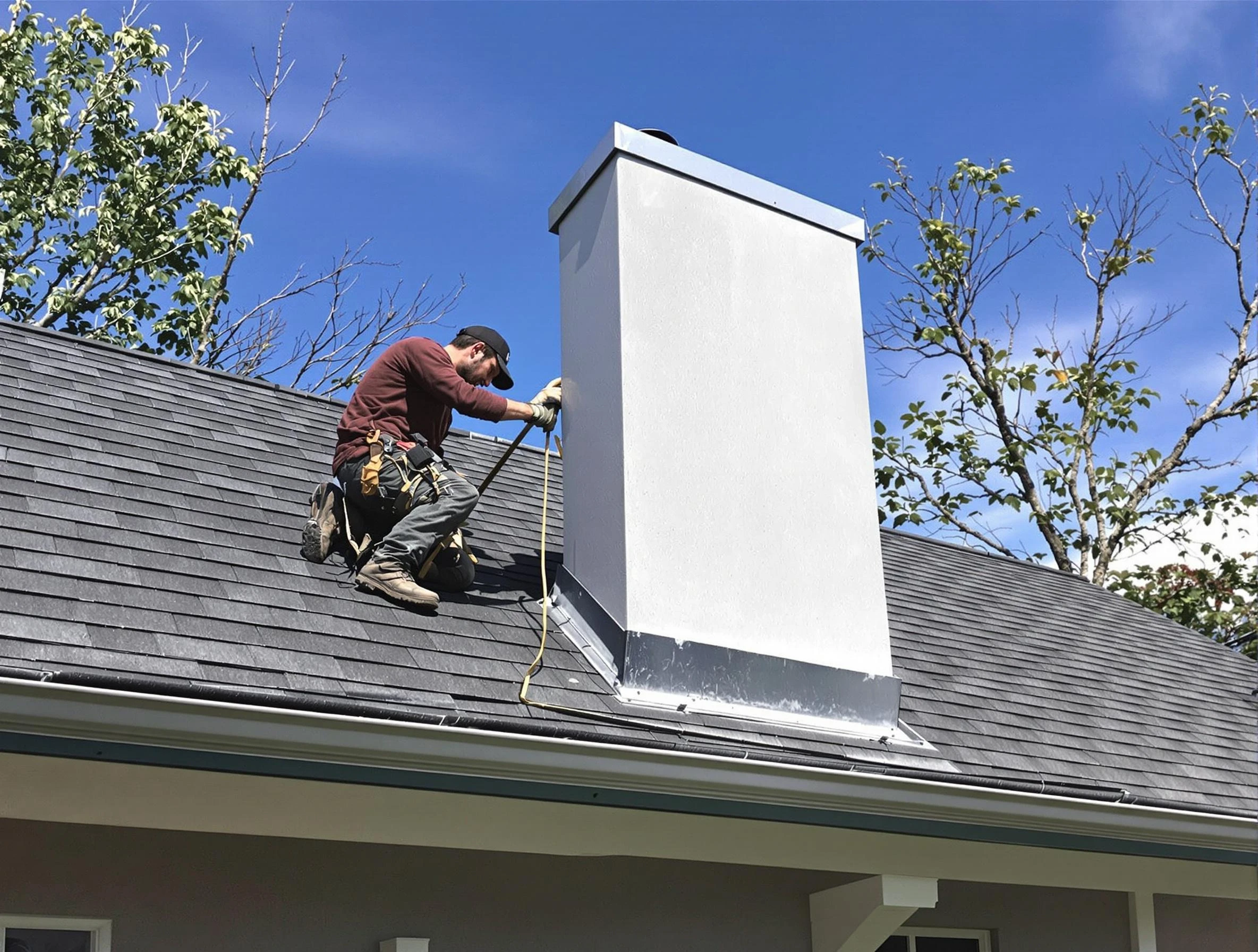 South Strabane Chimney Sweep team member finishing chimney construction in South Strabane, PA