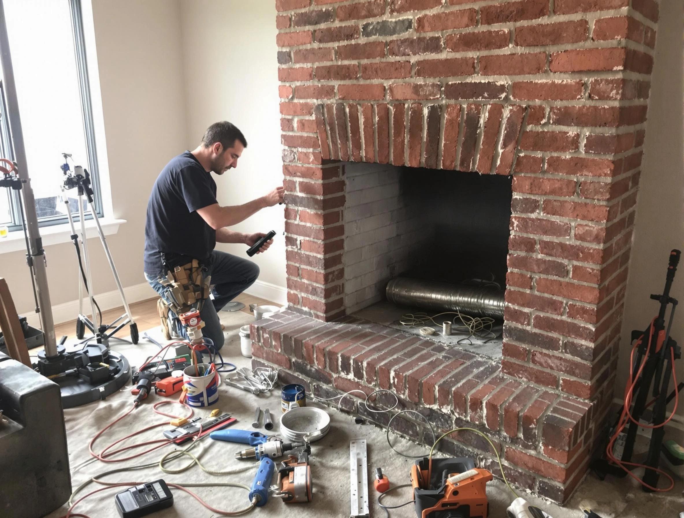 South Strabane Chimney Sweep specialist finalizing chimney liner service in South Strabane, PA