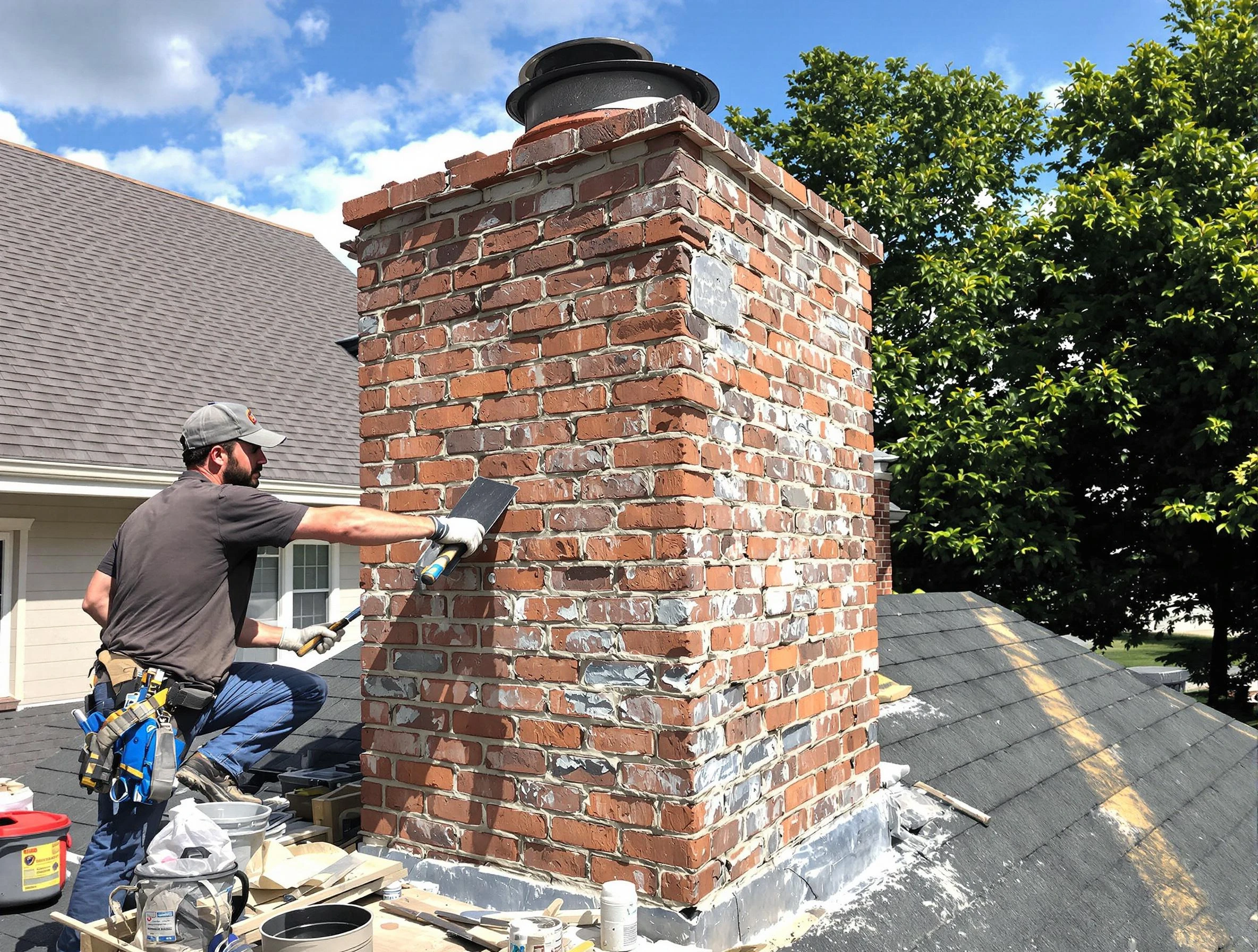 Completed chimney rebuild by South Strabane Chimney Sweep in South Strabane, PA