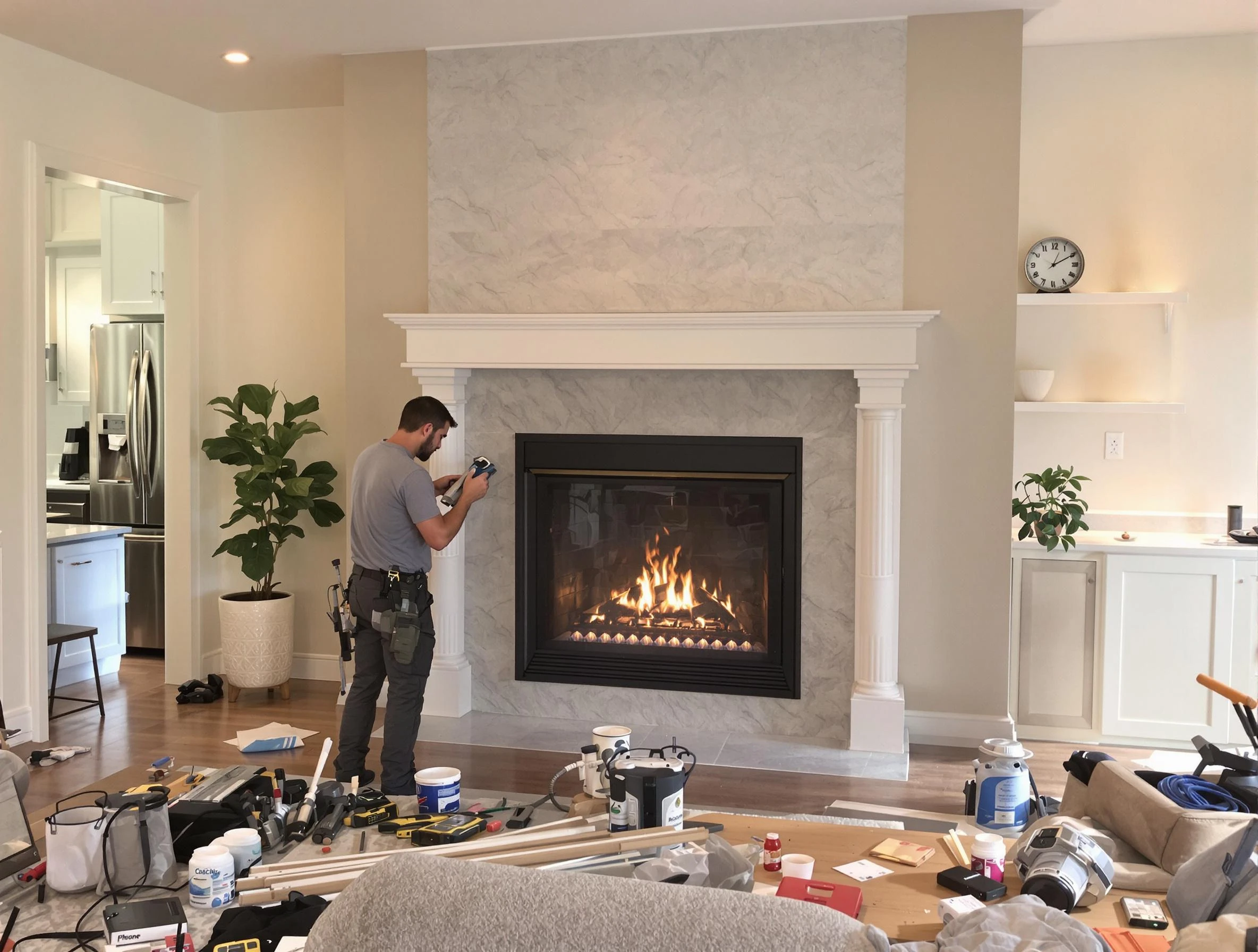 Newly installed fireplace by South Strabane Chimney Sweep in South Strabane, PA